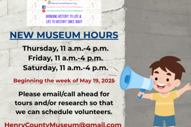 NEW MUSEUM HOURS IN EFFECT!